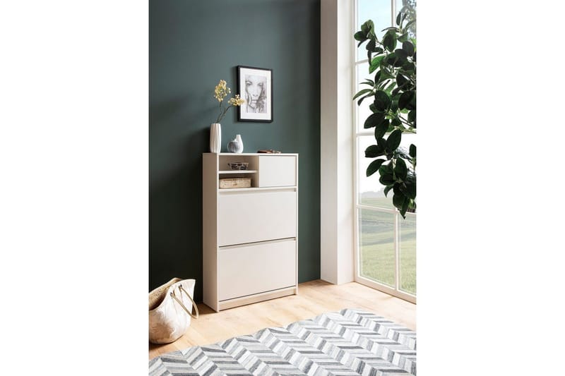 Kenkäkaappi Wohnling kahdella kääntöosastolla, yksi ovi, melamiinipinnoitettu MDF moderni - Säilytys - Kenkäsäilytys