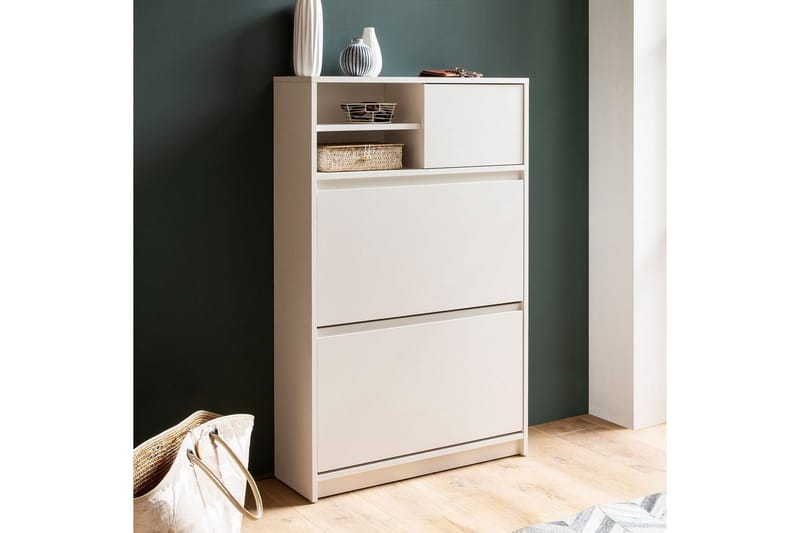 Kenkäkaappi Wohnling kahdella kääntöosastolla, yksi ovi, melamiinipinnoitettu MDF moderni - Säilytys - Kenkäsäilytys