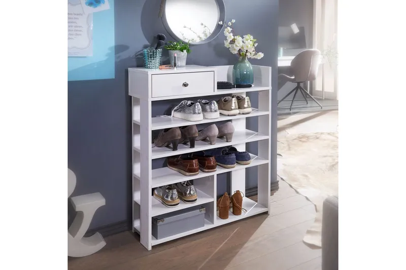 Kenkäkaappi Wohnling Kalvopäällystetty lastulevy avohylly 1 laatikko - Säilytys - Kenkäsäilytys - Kenkäteline & kenkähylly