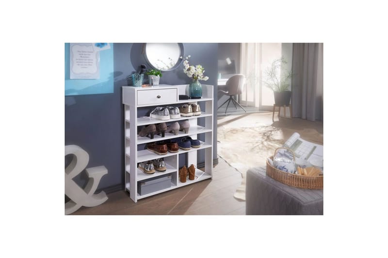 Kenkäkaappi Wohnling Kalvopäällystetty lastulevy avohylly 1 laatikko - Säilytys - Kenkäsäilytys - Kenkäteline & kenkähylly