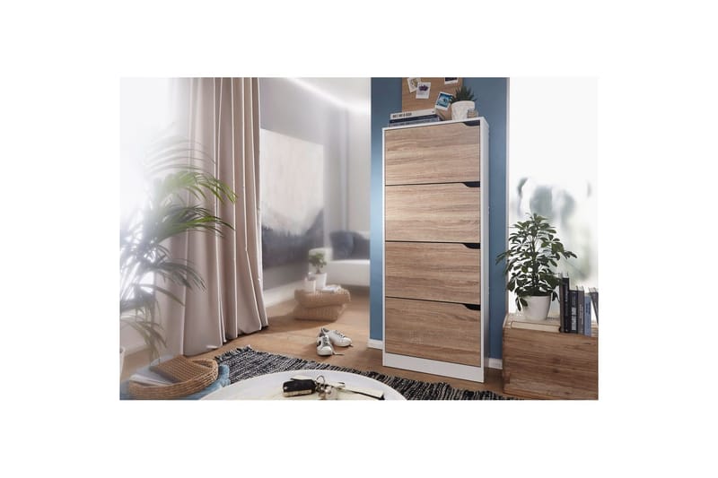 Kenkäkaappi Wohnling Kalvopinnoitettu lastulevy 4 kallistettavaa lokeroa 24 parille - Säilytys - Kenkäsäilytys