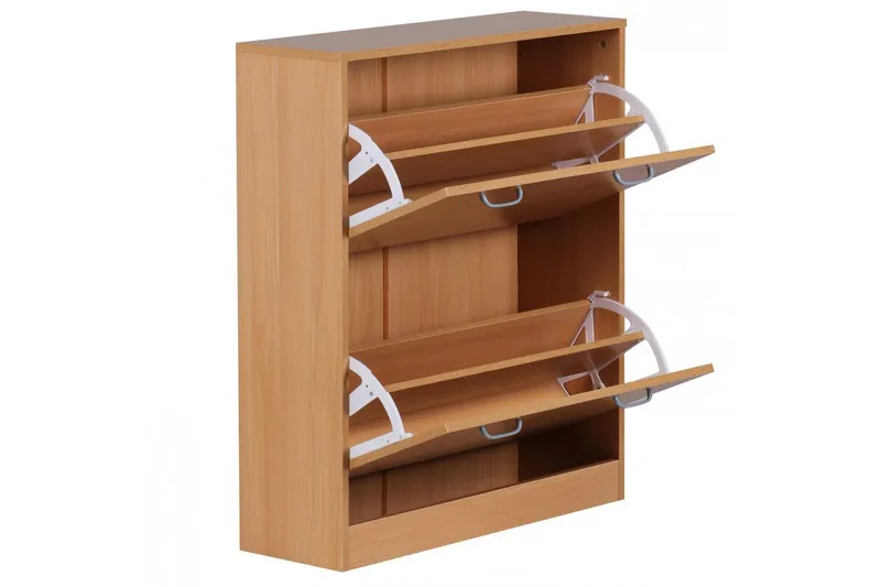 Kenkäkaappi Wohnling KIEL 2 kallistuslokerolla, päällystetty lastulevy Pyökki - Pyökki - Säilytys - Kenkäsäilytys