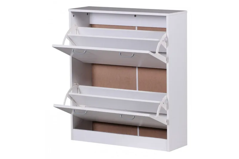 Kenkäkaappi Wohnling KIEL 2 kallistuslokerolla, päällystetty lastulevy Valkoinen - Valkoinen - Säilytys - Kenkäsäilytys