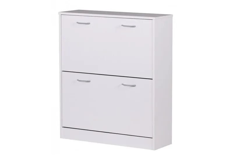 Kenkäkaappi Wohnling KIEL 2 kallistuslokerolla, päällystetty lastulevy Valkoinen - Valkoinen - Säilytys - Kenkäsäilytys