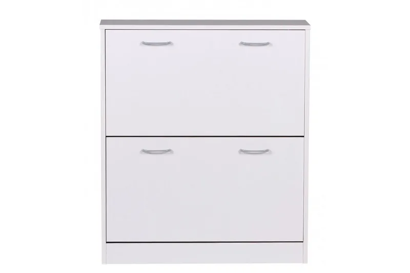 Kenkäkaappi Wohnling KIEL 2 kallistuslokerolla, päällystetty lastulevy Valkoinen - Valkoinen - Säilytys - Kenkäsäilytys