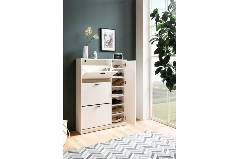 Kenkäkaappi Wohnling kolmella käännettävällä lokerolla ja yhdellä melamiinipinnoitetulla Mdf-ovella, moderni - Säilytys - Kenkäsäilytys