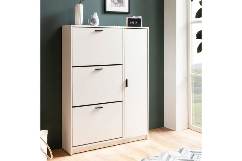 Kenkäkaappi Wohnling kolmella käännettävällä lokerolla ja yhdellä melamiinipinnoitetulla Mdf-ovella, moderni - Säilytys - Kenkäsäilytys