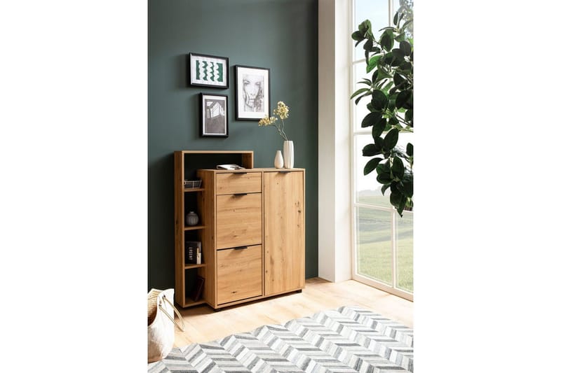 Kenkäkaappi Wohnling Massa 2 ulos käännettävää lokeroa 12 parille kalvopinnoitettua lastulevyä ja 1 ovi hylly - Säilytys - Kenkäsäilytys