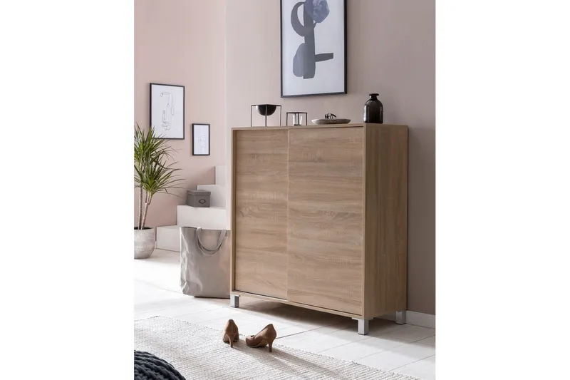 Kenkäkaappi Wohnling melamiinipäällystetty MDF, liukuovet, 20 parille Sonoma - Sonoma - Säilytys - Kenkäsäilytys