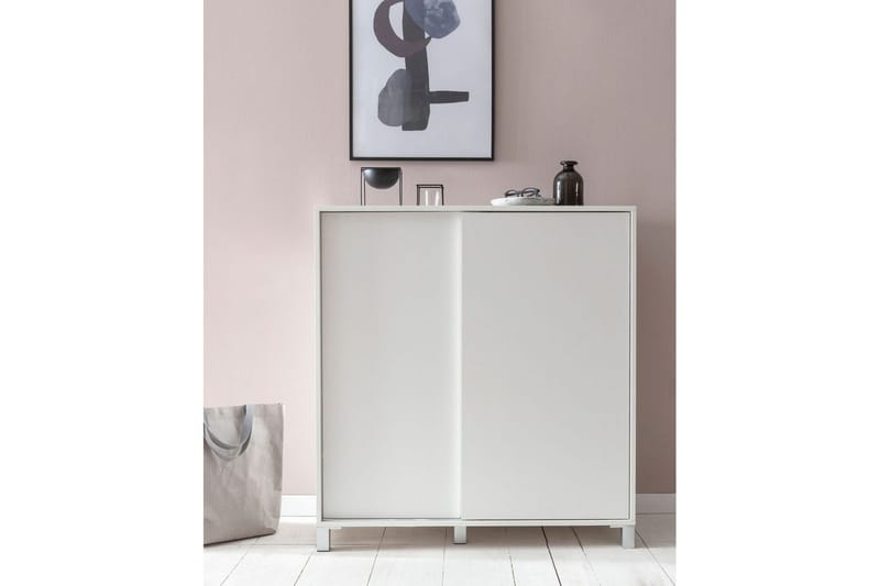 Kenkäkaappi Wohnling melamiinipäällystetty MDF, liukuovet, 20 parille Valkoinen - Valkoinen - Säilytys - Kenkäsäilytys