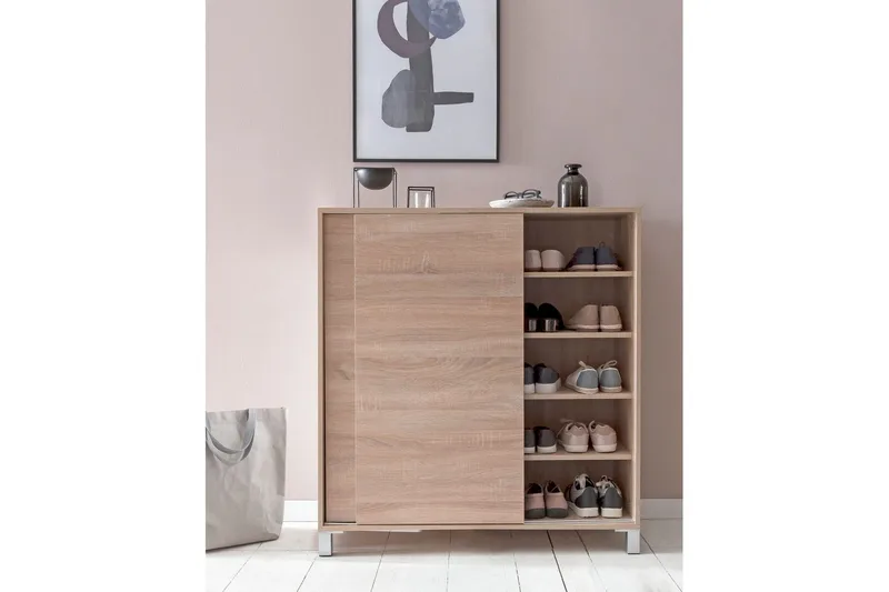 Kenkäkaappi Wohnling melamiinipäällystetty MDF, liukuovet, 20 parille Sonoma - Sonoma - Säilytys - Kenkäsäilytys