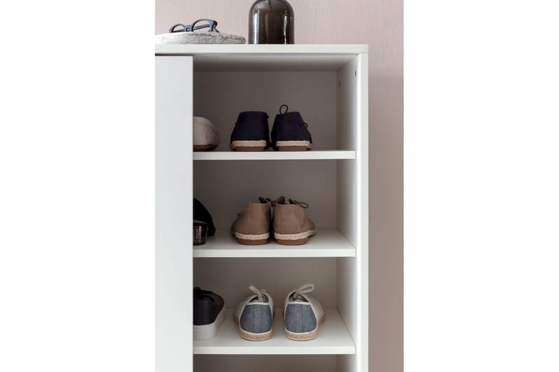 Kenkäkaappi Wohnling melamiinipäällystetty MDF, liukuovet, 20 parille Valkoinen - Valkoinen - Säilytys - Kenkäsäilytys