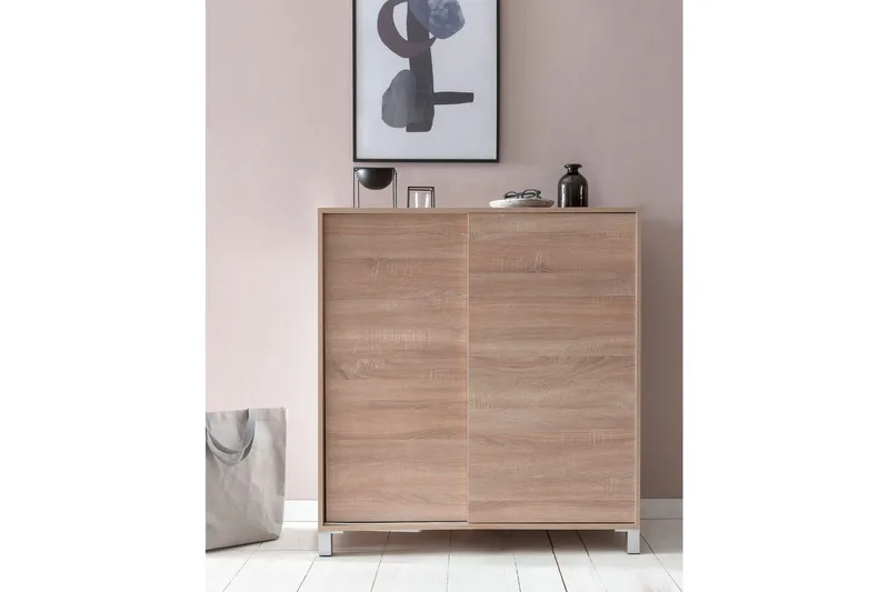 Kenkäkaappi Wohnling melamiinipäällystetty MDF, liukuovet, 20 parille Sonoma - Sonoma - Säilytys - Kenkäsäilytys