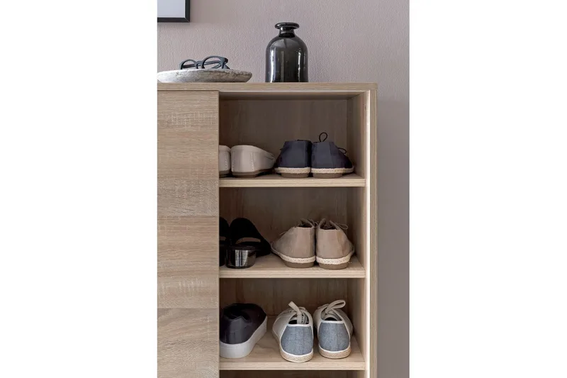 Kenkäkaappi Wohnling melamiinipäällystetty MDF, liukuovet, 20 parille Sonoma - Sonoma - Säilytys - Kenkäsäilytys