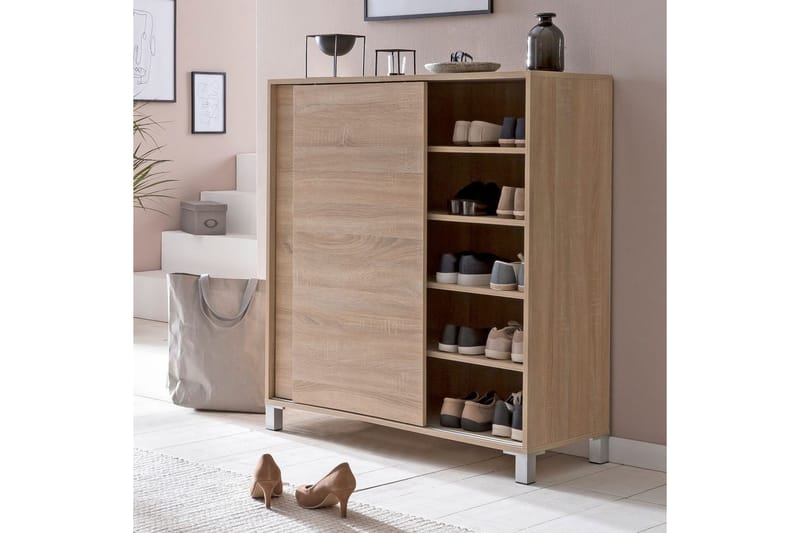 Kenkäkaappi Wohnling melamiinipäällystetty MDF, liukuovet, 20 parille Sonoma - Sonoma - Säilytys - Kenkäsäilytys