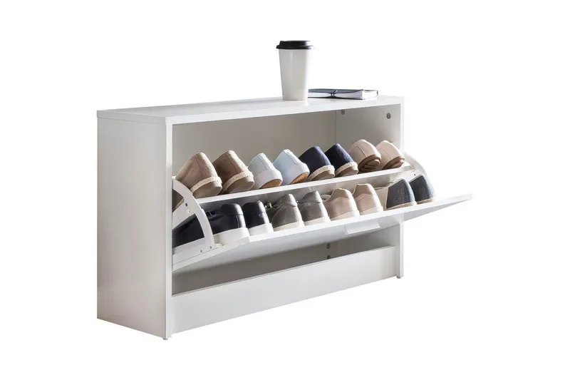 Kenkäkaappi Wohnling SPLIT kallistettavilla lokerikoilla, päällystetty lastulevy Valkoinen, Valkoinen