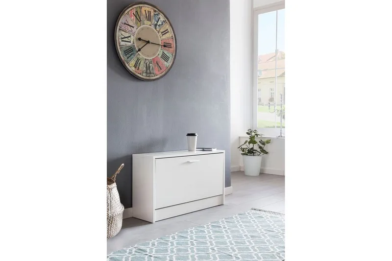 Kenkäkaappi Wohnling SPLIT kallistettavilla lokerikoilla, päällystetty lastulevy Valkoinen - Valkoinen - Säilytys - Kenkäsäilytys