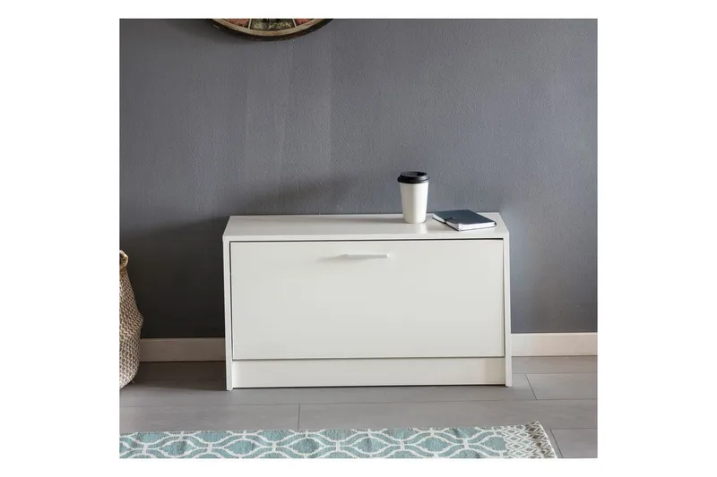 Kenkäkaappi Wohnling SPLIT kallistettavilla lokerikoilla, päällystetty lastulevy Valkoinen - Valkoinen - Säilytys - Kenkäsäilytys