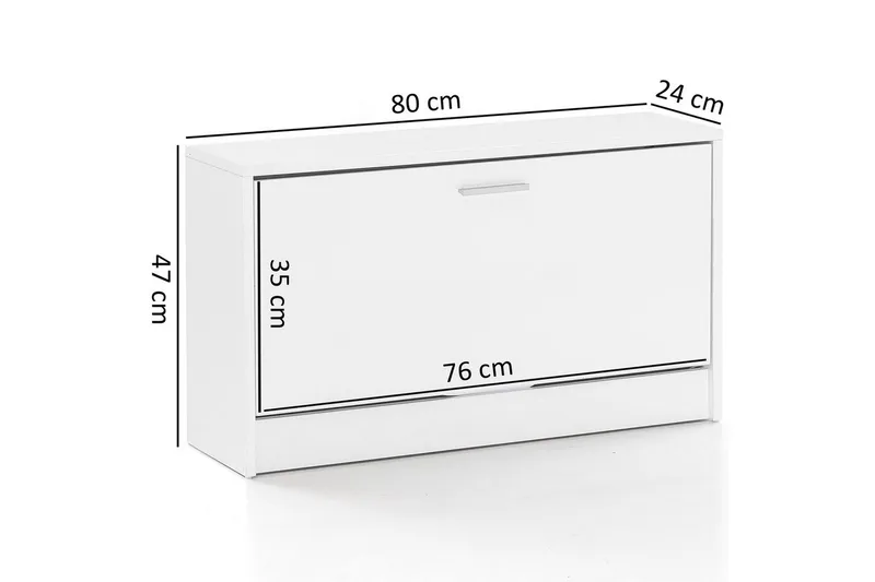 Kenkäkaappi Wohnling SPLIT kallistettavilla lokerikoilla, päällystetty lastulevy Valkoinen - Valkoinen - Säilytys - Kenkäsäilytys