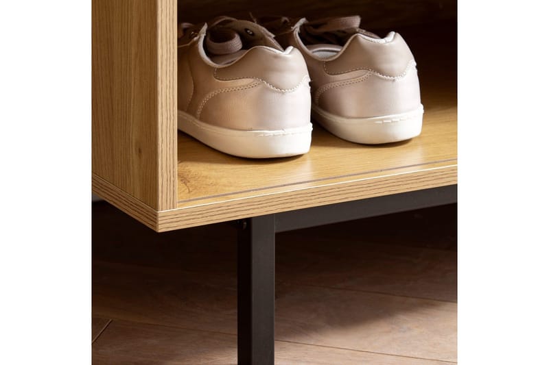 Kenkäkaappi Wohnling Verhoiltu penkki liukuovella Wieniläinen ydinrotta moderni - Huonekalut - Tuoli & nojatuoli - Penkki - Eteispenkki - Kenkäteline penkillä
