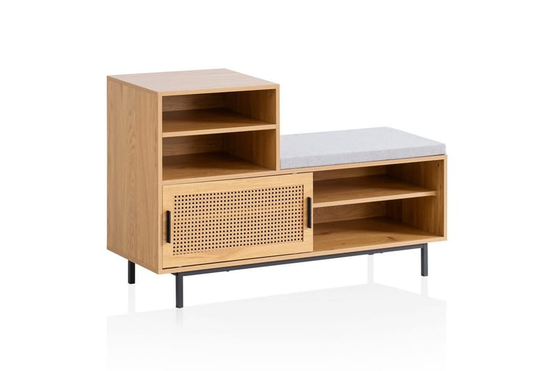 Kenkäkaappi Wohnling Verhoiltu penkki liukuovella Wieniläinen ydinrotta moderni - Huonekalut - Tuoli & nojatuoli - Penkki - Eteispenkki - Kenkäteline penkillä