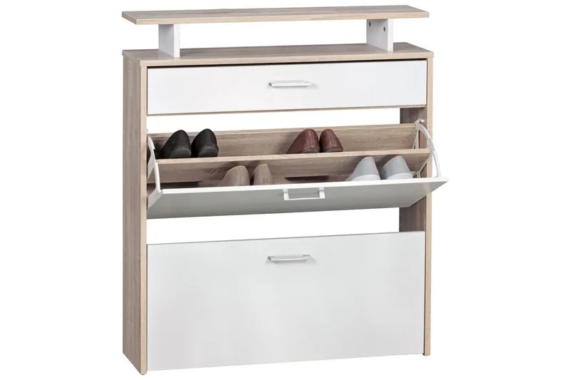 Kenkäkaappi Wohnling Pinnoitettu lastulevy hyllysäilytyksellä, 2 kallistettavaa lokeroa, 1 laatikko, undefined