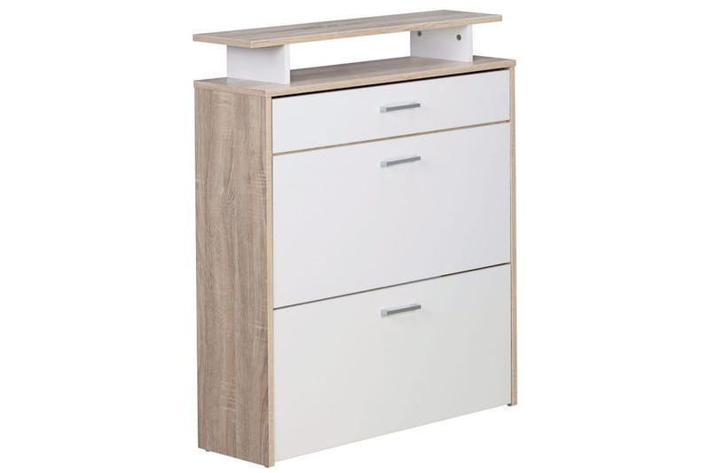 Kenkäkaappi Wohnling Pinnoitettu lastulevy hyllysäilytyksellä, 2 kallistettavaa lokeroa, 1 laatikko - Säilytys - Kenkäsäilytys