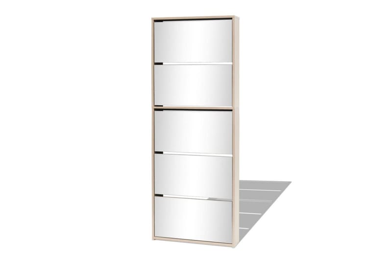Kenkäkaappi peileillä 5 kerrosta Tammenvärinen 63x17x169,5cm - Ruskea - Säilytys - Kenkäsäilytys
