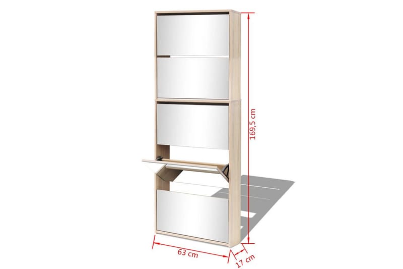 Kenkäkaappi peileillä 5 kerrosta Tammenvärinen 63x17x169,5cm - Ruskea - Säilytys - Kenkäsäilytys