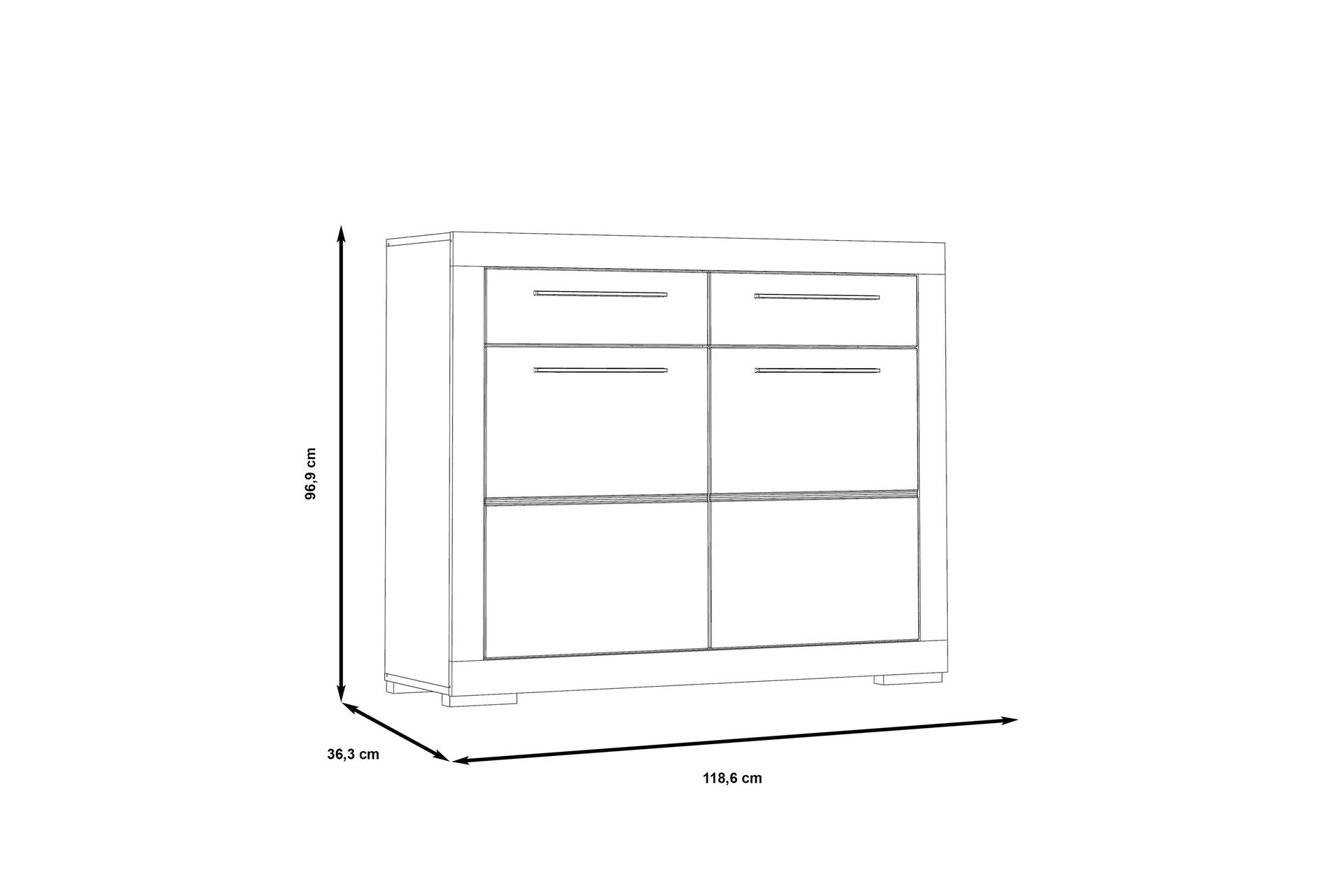 Kenkäkaappi Perrins 119 cm - Ruskea/Valkoinen - Säilytys - Kenkäsäilytys