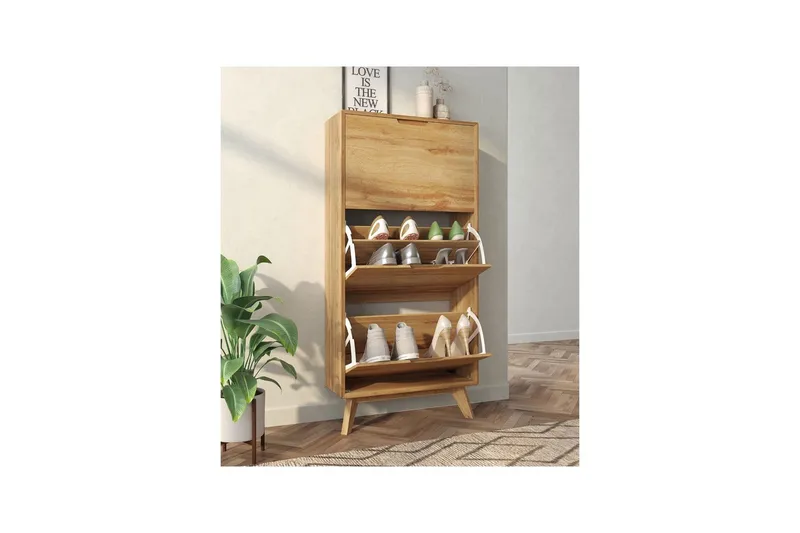 Kenkäsäilytys Ezra 3 Flaps 60x24x125 cm, Wotan tammi - 60x24x125 cm, Wotan tammi - Säilytys - Kenkäsäilytys