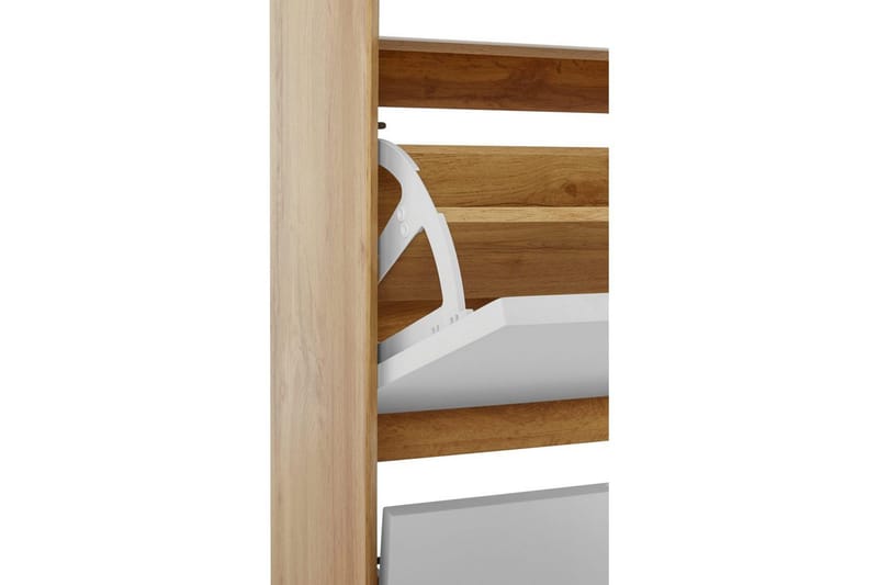 Kenkäsäilytys Ezra 3 Flaps 60x24x125 cm, Wotan tammi/Valkoinen - 60x24x125 cm, Wotan tammi/Valkoinen - Säilytys - Kenkäsäilytys