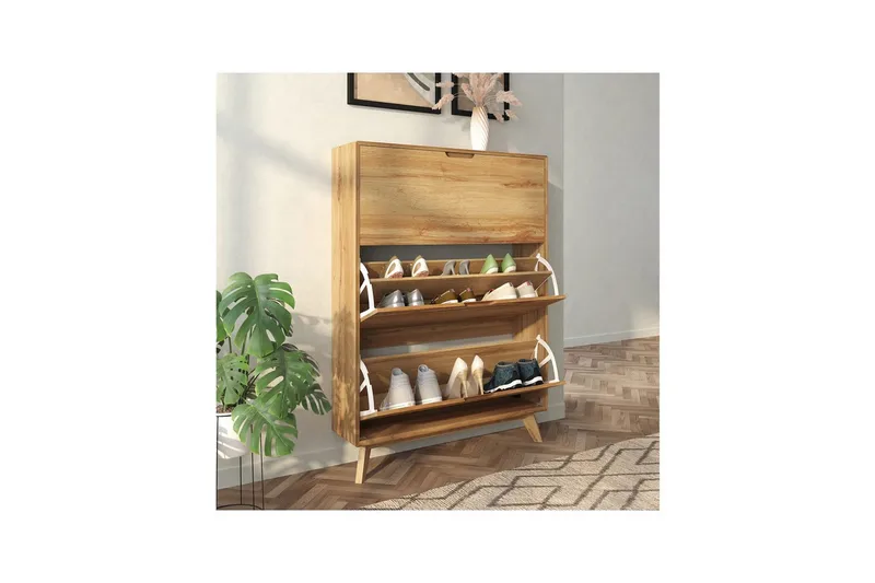 Kenkäsäilytys Ezra 3 Flaps 89x24x125 cm, Wotan tammi - 89x24x125 cm, Wotan tammi - Säilytys - Kenkäsäilytys