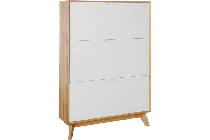 Kenkäsäilytys Ezra 3 Flaps 89x24x125 cm, Wotan tammi/Valkoinen - 89x24x125 cm, Wotan tammi/Valkoinen - Säilytys - Kenkäsäilytys