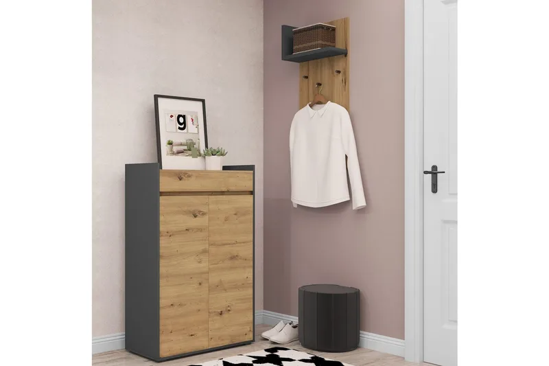 Kenkäsäilytys Kosmo Antrasiitti/Tammi - Antrasiitti/Tammi - Säilytys - Kenkäsäilytys