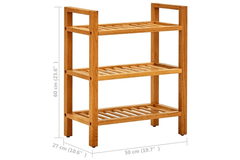 Kenkäteline 3 hyllyä 50x27x60 cm täystammi - Ruskea - Säilytys - Kenkäsäilytys