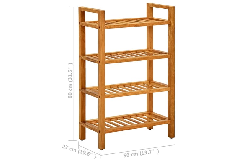 Kenkäteline 4 hyllyä 50x27x80 cm täystammi - Ruskea - Säilytys - Kenkäsäilytys