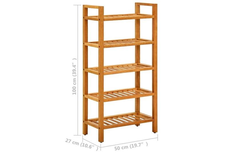 Kenkäteline 5 hyllyä 50x27x100 cm täystammi - Ruskea - Säilytys - Kenkäsäilytys