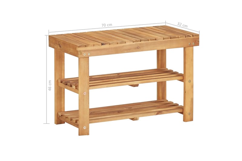 Kenkäteline 70x32x46 cm täysi akaasiapuu - Ruskea - Säilytys - Kenkäsäilytys