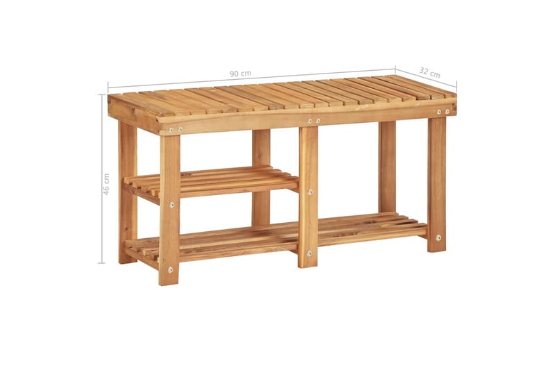 Kenkäteline 90x32x46 cm täysi akaasiapuu - Säilytys - Kenkäsäilytys