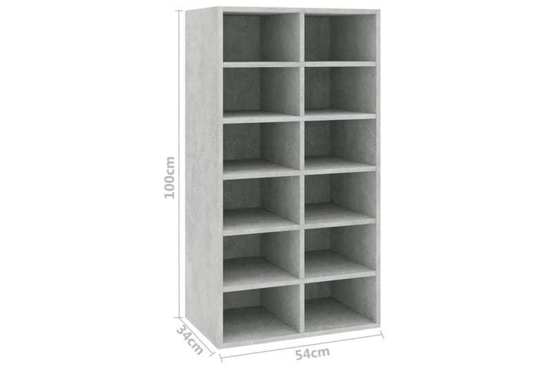 Kenkäteline betoninharmaa 54x34x100 cm lastulevy - Harmaa - Säilytys - Kenkäsäilytys
