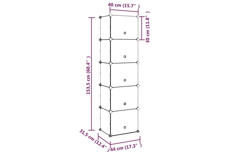 Kenkäteline läpinäkyvä 44x31,5x153,5 cm PP - Läpinäkyvä - Säilytys - Kenkäsäilytys - Kenkäteline & kenkähylly