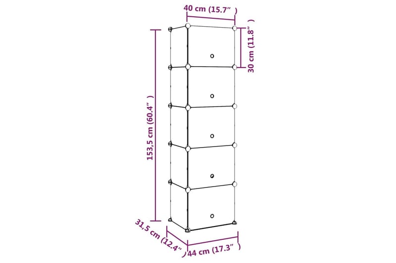 Kenkäteline läpinäkyvä 44x31,5x153,5 cm PP - Läpinäkyvä - Kenkäteline & kenkähylly - Kenkäsäilytys - Eteisen säilytys