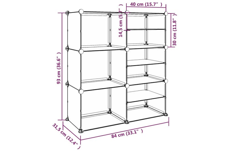 Kenkäteline läpinäkyvä 84x31,5x93 cm PP - Läpinäkyvä - Kenkäteline & kenkähylly - Kenkäsäilytys - Eteisen säilytys