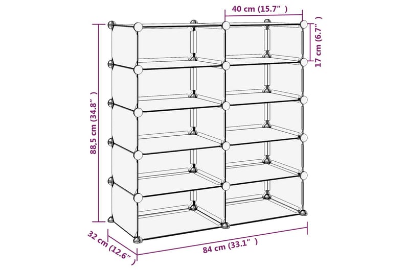 Kenkäteline läpinäkyvä 84x32x88,5 cm PP - Läpinäkyvä - Kenkäteline & kenkähylly - Kenkäsäilytys - Eteisen säilytys