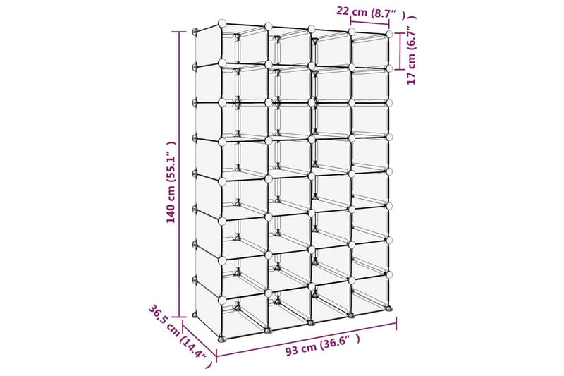 Kenkäteline läpinäkyvä 93x36,5x140 cm PP - Läpinäkyvä - Kenkäteline & kenkähylly - Kenkäsäilytys - Eteisen säilytys