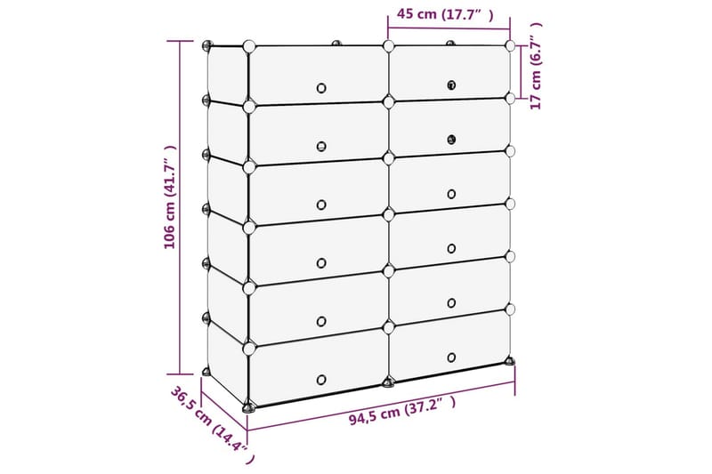 Kenkäteline läpinäkyvä 94,5x36,5x106 cm PP - Läpinäkyvä - Säilytys - Kenkäsäilytys - Kenkäteline & kenkähylly