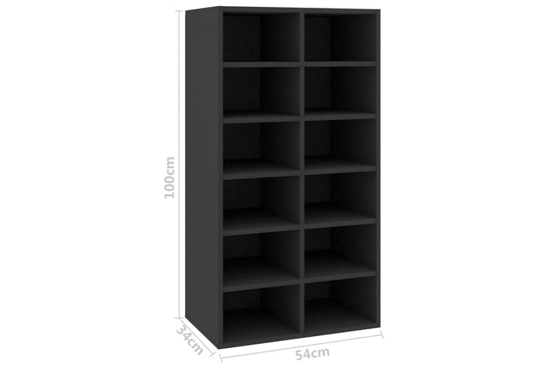 Kenkäteline musta 54x34x100 cm lastulevy - Musta - Säilytys - Kenkäsäilytys