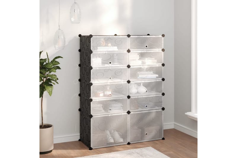 Kenkäteline musta 94x37x125 cm PP - Musta - Säilytys - Kenkäsäilytys - Kenkäteline & kenkähylly
