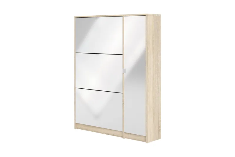 Kenkakaappi Malwine 3 lokeroa - Puu/luonnonväri/valkoinen - Säilytys - Kenkäsäilytys